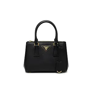 Prada Мини-сумка Galleria из сафьяновой кожи Black - фото 1