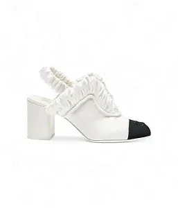 Chanel Атласные слингбэки White/Black - фото 1