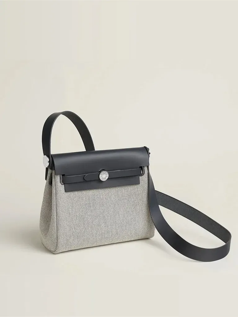 Сумка Hermes Herbag Zip 20 Ecru Ardoise H Viking Hunter Palladium Hardware - фото 2