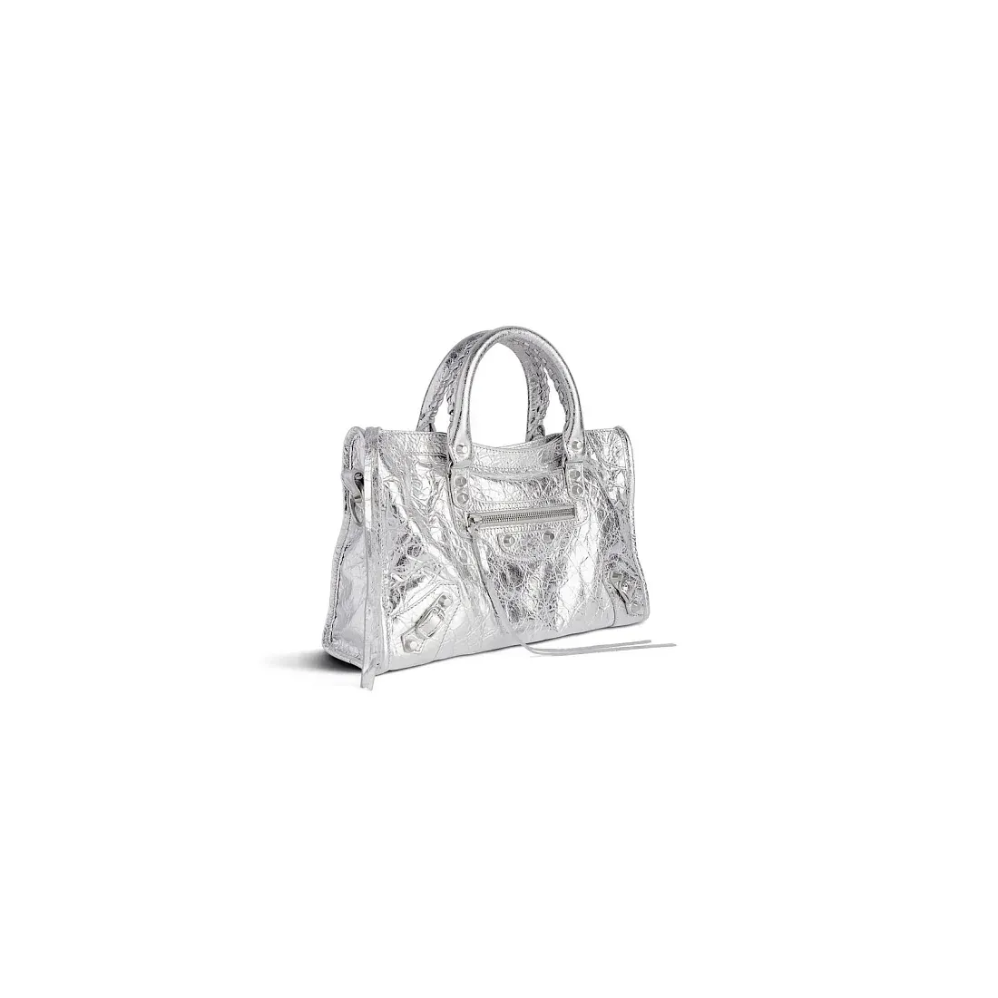 Balenciaga Сумка Hourglass Metallized маленького формата Silver - фото 2