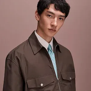 Hermès Галстук Cheval en Coeur Ciel / Gris - фото 2