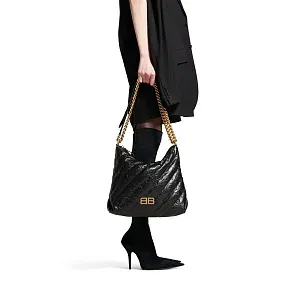 Balenciaga Сумка Crush Hobo Quilted in Black среднего формата - фото 7