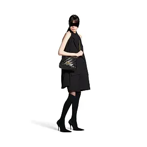 Balenciaga Сумка Crush Hobo Quilted in Black маленького формата - фото 2