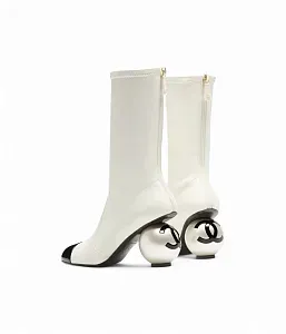 Chanel Кожаные сапоги White/Black - фото 2