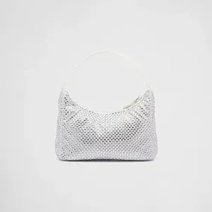 Prada Мини-сумка из сатина с кристаллами White - фото 4