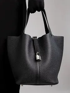 Hermès Сумка Picotin 22 Black Clemence Palladium Hardware - фото 2