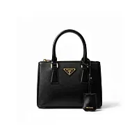 Prada Мини-сумка Galleria из лакированной сафьяновой кожи Black - фото 1