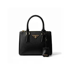 Prada Мини-сумка Galleria из лакированной сафьяновой кожи Black - фото 1