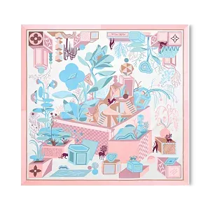 Louis Vuitton Платок-каре Malles Monde 90 Rose Clair - фото 1
