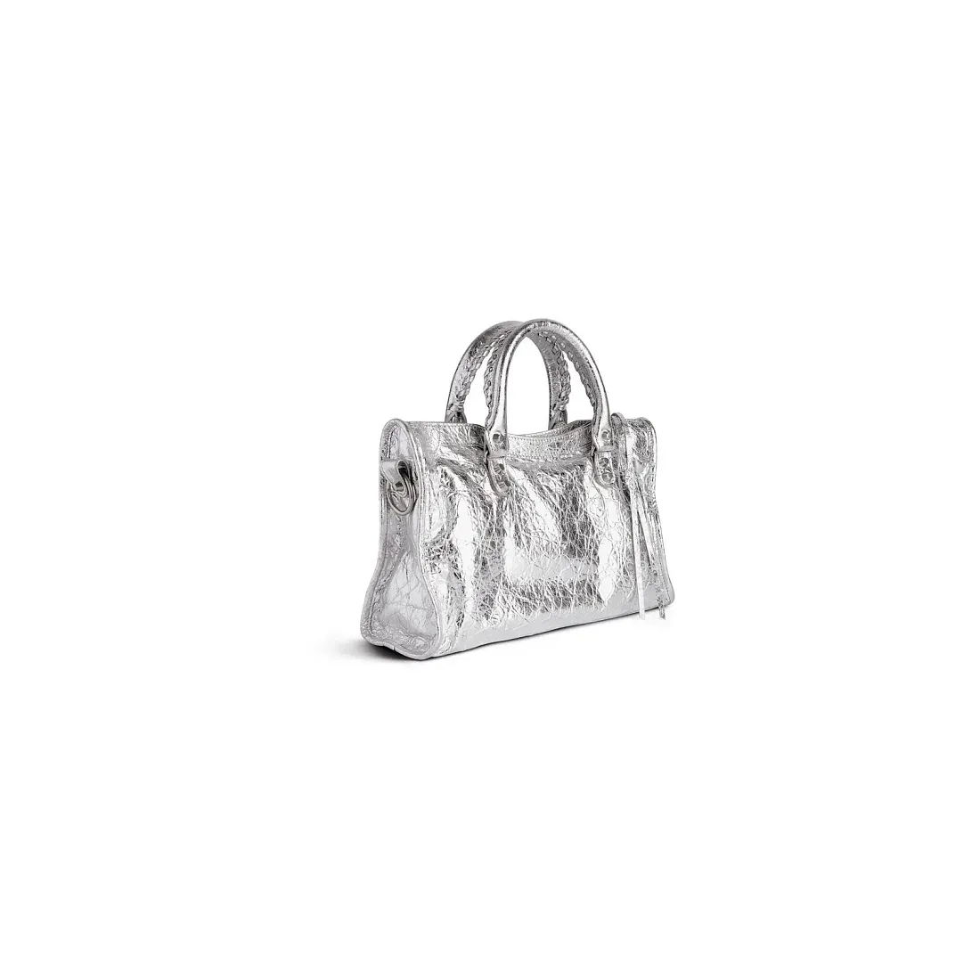 Balenciaga Сумка Hourglass Metallized маленького формата Silver - фото 3