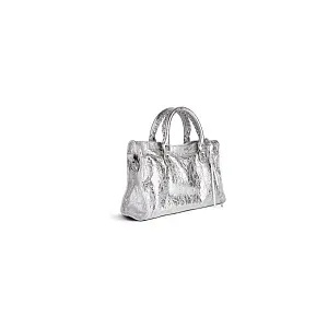 Balenciaga Сумка Hourglass Metallized маленького формата Silver - фото 3