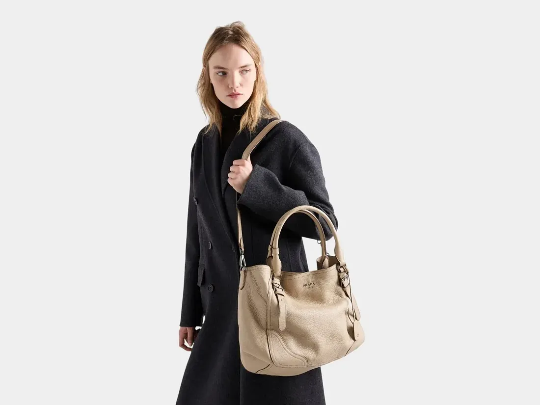 Prada Большая сумка-тоут Sand Beige - фото 2