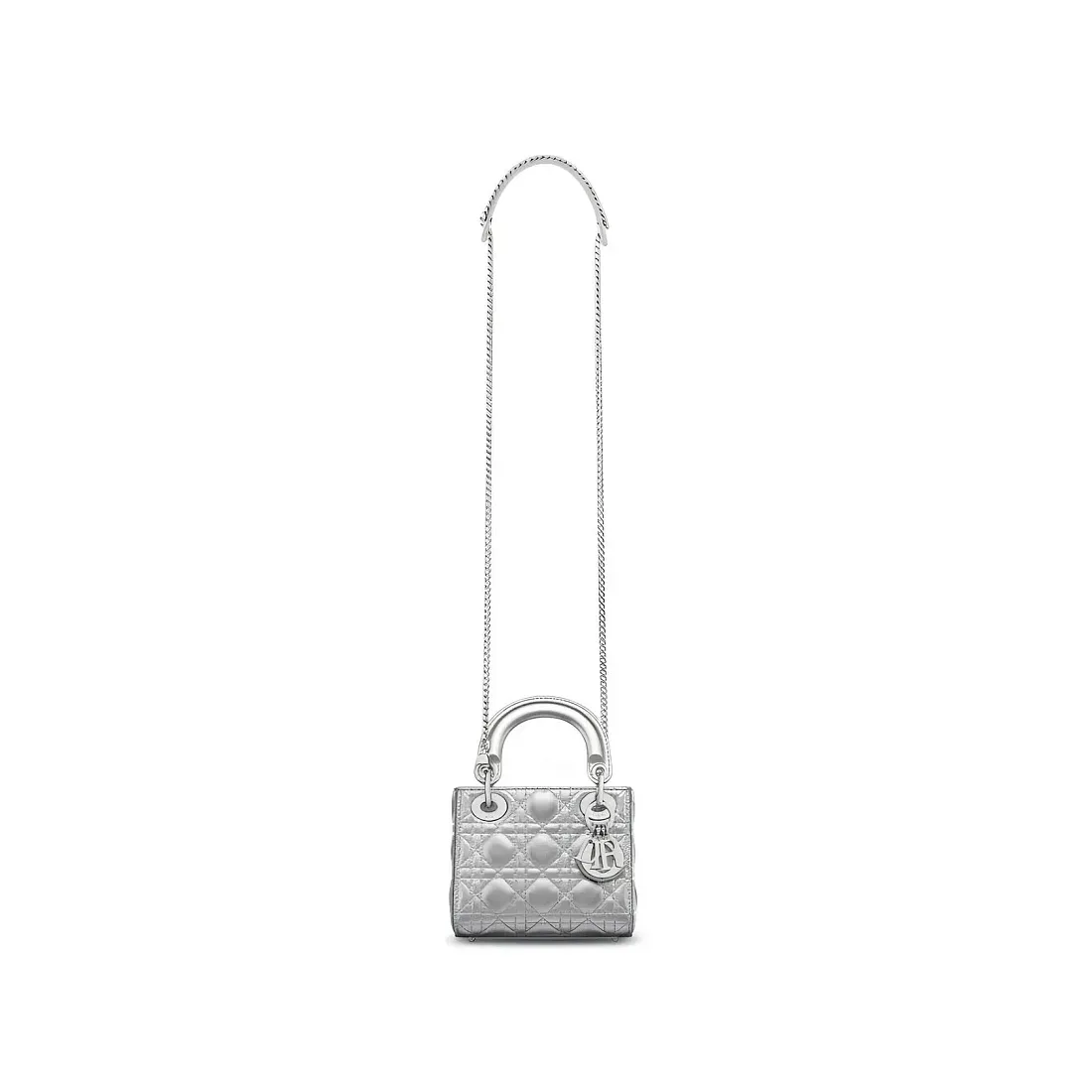 Dior Сумка Lady silver-tone metallic мини-формата - фото 5