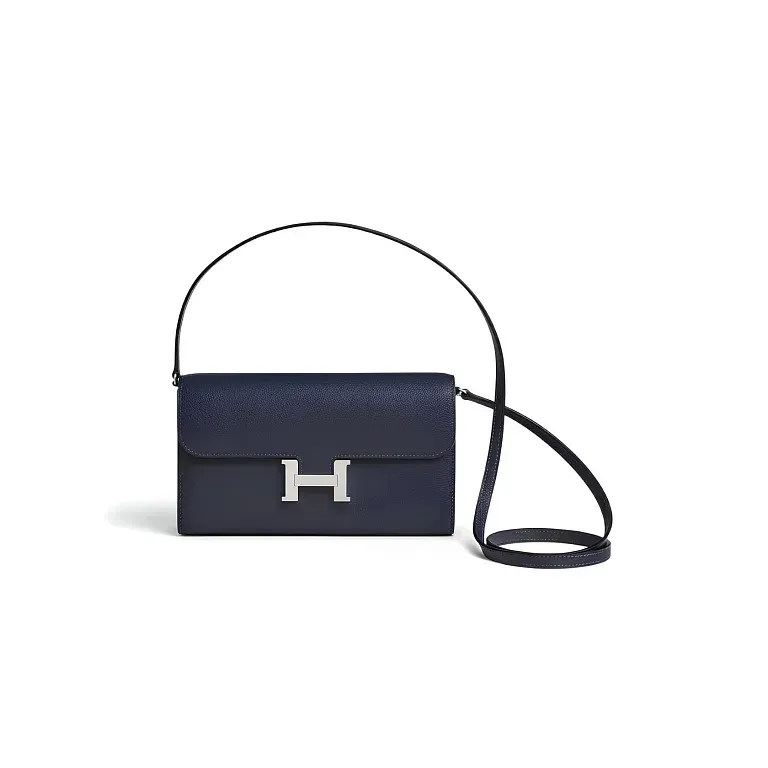 Мини-сумка Hermes Constance To Go Bleu Nuit Evercolor Palladium Hardware - фото 1