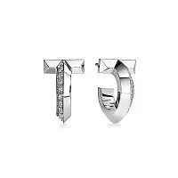 Tiffany & Co. Серьги T T1 Hoop Earrings with Diamonds White Gold - фото 1