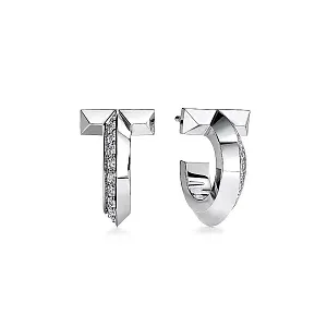 Tiffany & Co. Серьги T T1 Hoop Earrings with Diamonds White Gold - фото 1