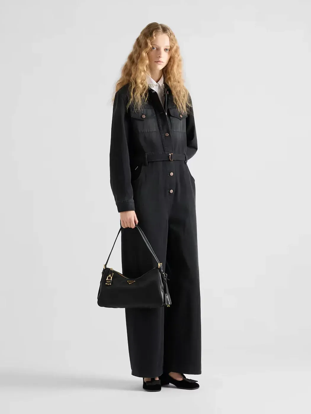 Prada Большая сумка через плечо Aimee из Re-Nylon и кожи с замком - фото 2