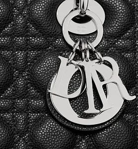 Dior Сумка Lady black grained cannage calfskin среднего формата - фото 6