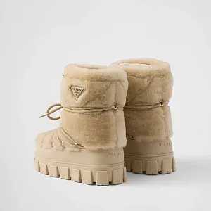 Prada Ботильоны apres-ski из овчины Ecru - фото 6