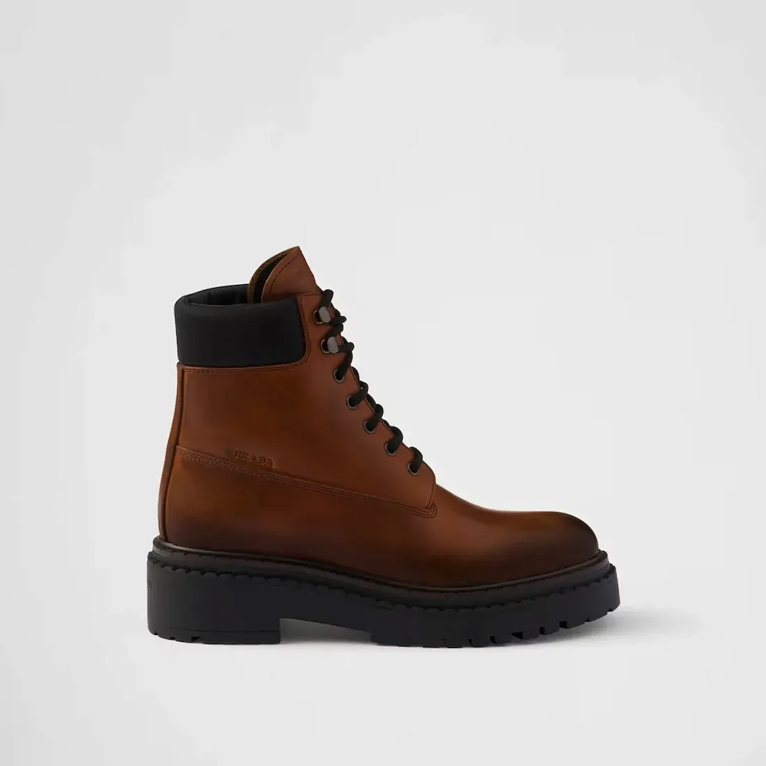 Prada Ботинки из кожи и Re-Nylon Cognac - фото 3