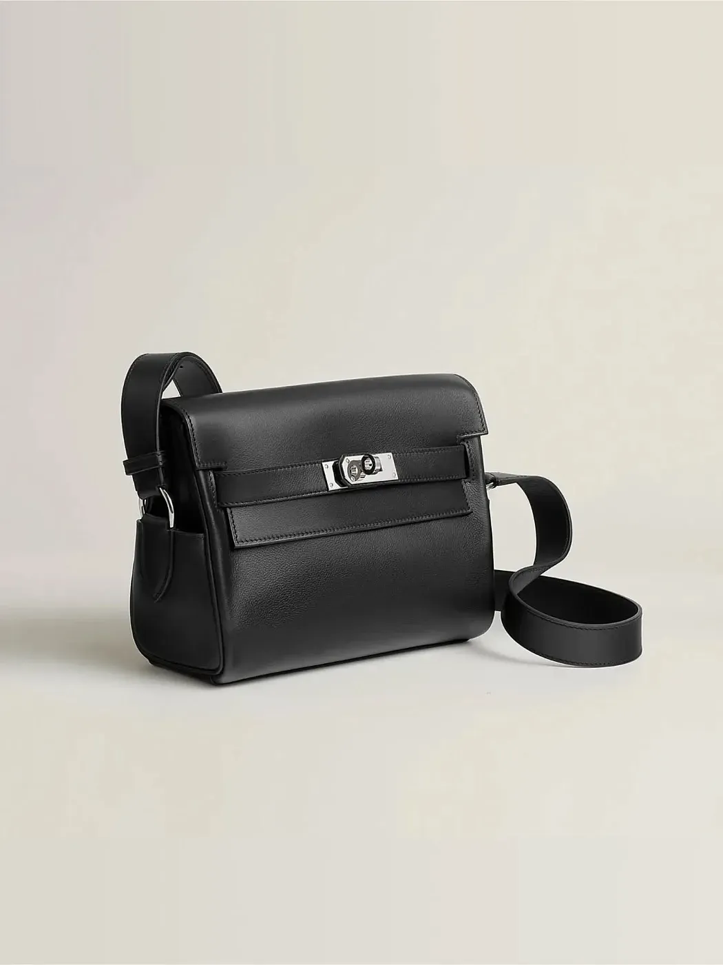 Hermès Сумка Kelly Messenger PM Noir Evergrain Palladium Hardware - фото 3