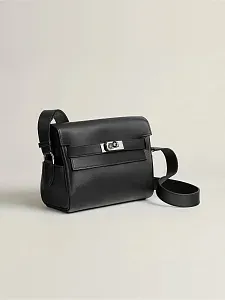 Hermès Сумка Kelly Messenger PM Noir Evergrain Palladium Hardware - фото 3