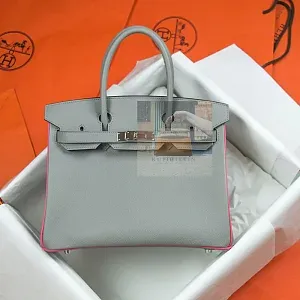 Hermès Сумка HSS Birkin 30 Gris Mouette и Rose Lipstick Epsom PHW - фото 1
