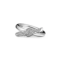 Tiffany & Co. Кольцо Knot Double Row Ring with Diamonds White Gold - фото 1