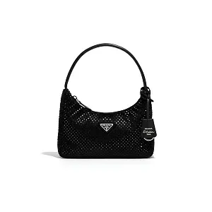Prada Мини-сумка из сатина с кристаллами Black - фото 1