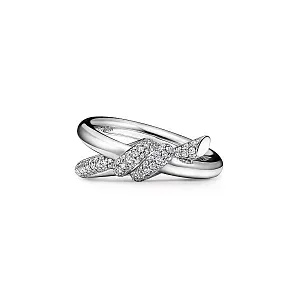 Tiffany & Co. Кольцо Knot Double Row Ring with Diamonds White Gold - фото 1