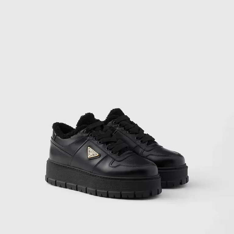 Кожаные кроссовки Prada Black - фото 1