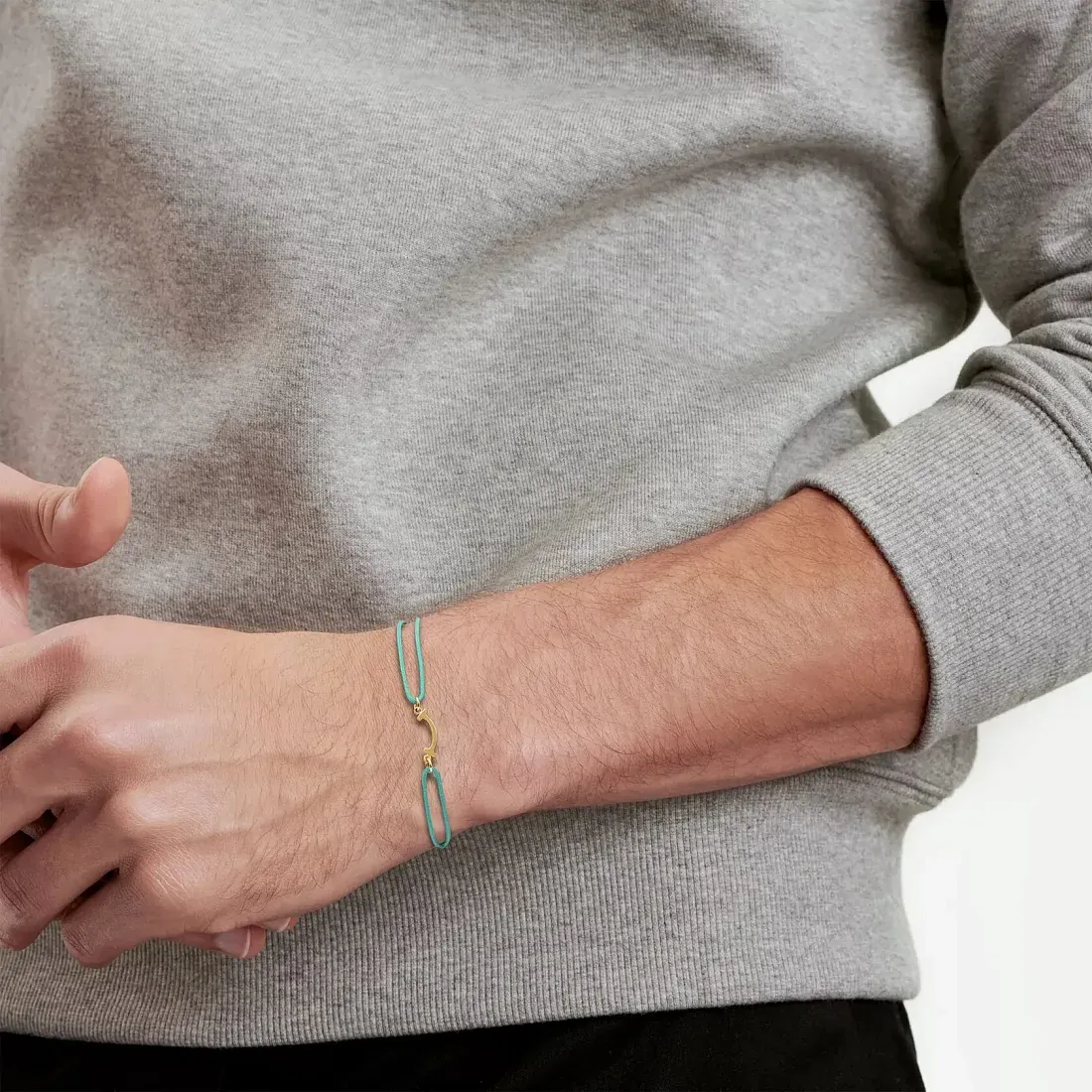 Tiffany & Co. Браслет Smile bracelet in yellow gold on a blue cord Men - фото 2