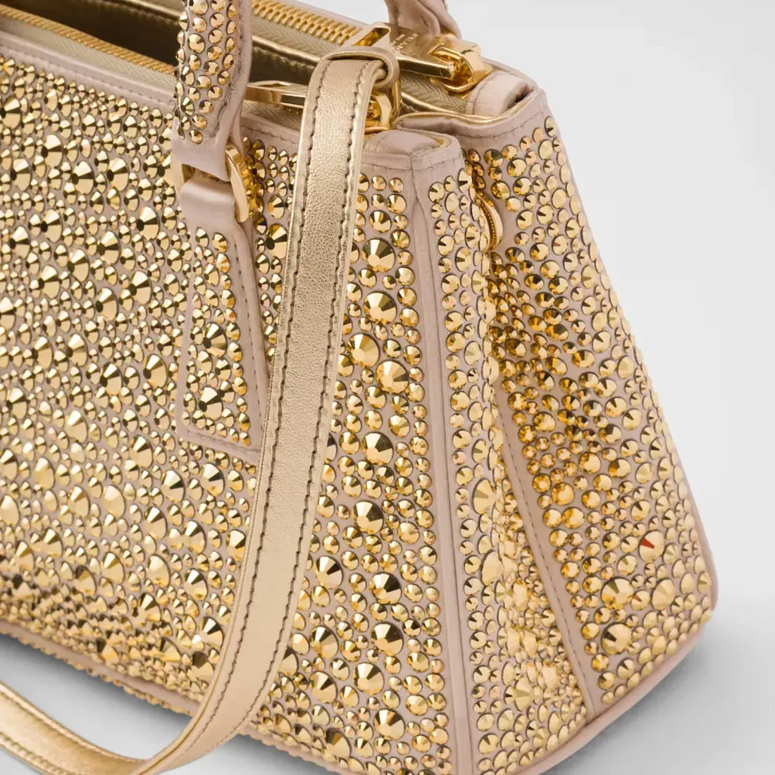 Prada Мини-сумка Galleria из атласа с кристаллами Platine - фото 6