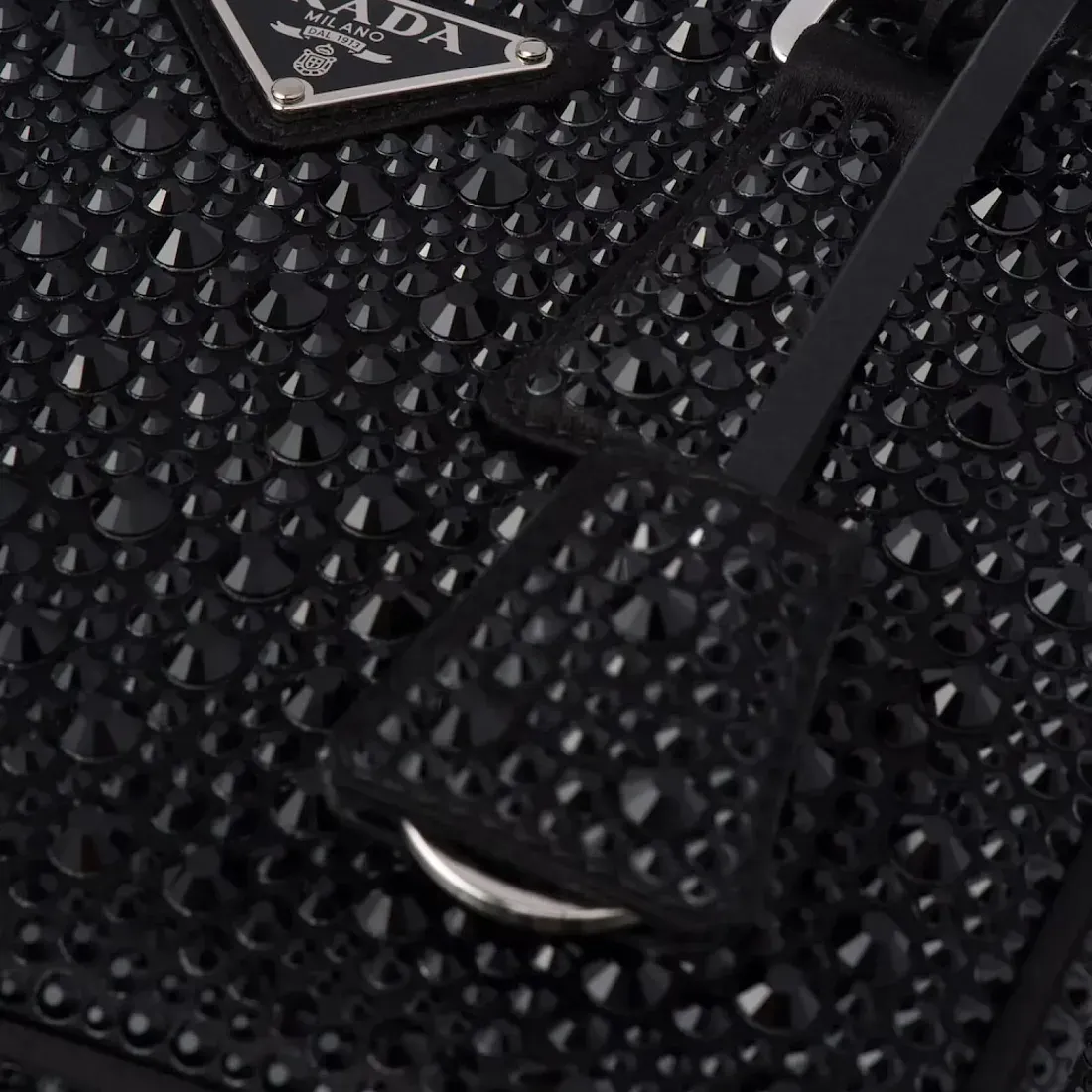 Prada Мини-сумка Galleria из атласа с кристаллами Black - фото 7