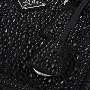 Prada Мини-сумка Galleria из атласа с кристаллами Black - фото 7