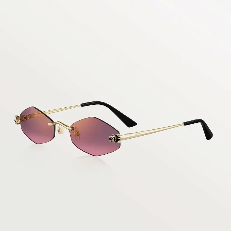 Солнцезащитные очки с ромбовидным узором Panthere Cartier Golden Purple - фото 1