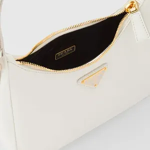 Prada Мини-сумка Re-Edition из сафьяновой кожи White - фото 7