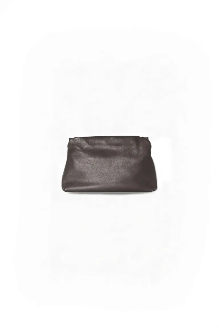 Клатч Large Bourse Clutch Dark Brown из кожи The Row Taupe - фото 1