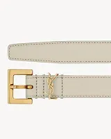 Saint Laurent Тонкий ремень Cassandre Blanc Vintage - фото 1