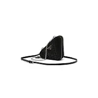 Prada Треугольная мини-сумка из атласа и кожи с декором Black - фото 1