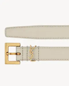 Saint Laurent Тонкий ремень Cassandre Blanc Vintage - фото 1