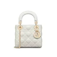 Dior Сумка Lady cannage lambskin мини-формата Latte - фото 1