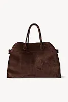 The Row Сумка Soft Margaux 17 из замши Mocha - фото 1