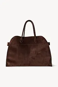 The Row Сумка Soft Margaux 17 из замши Mocha - фото 1