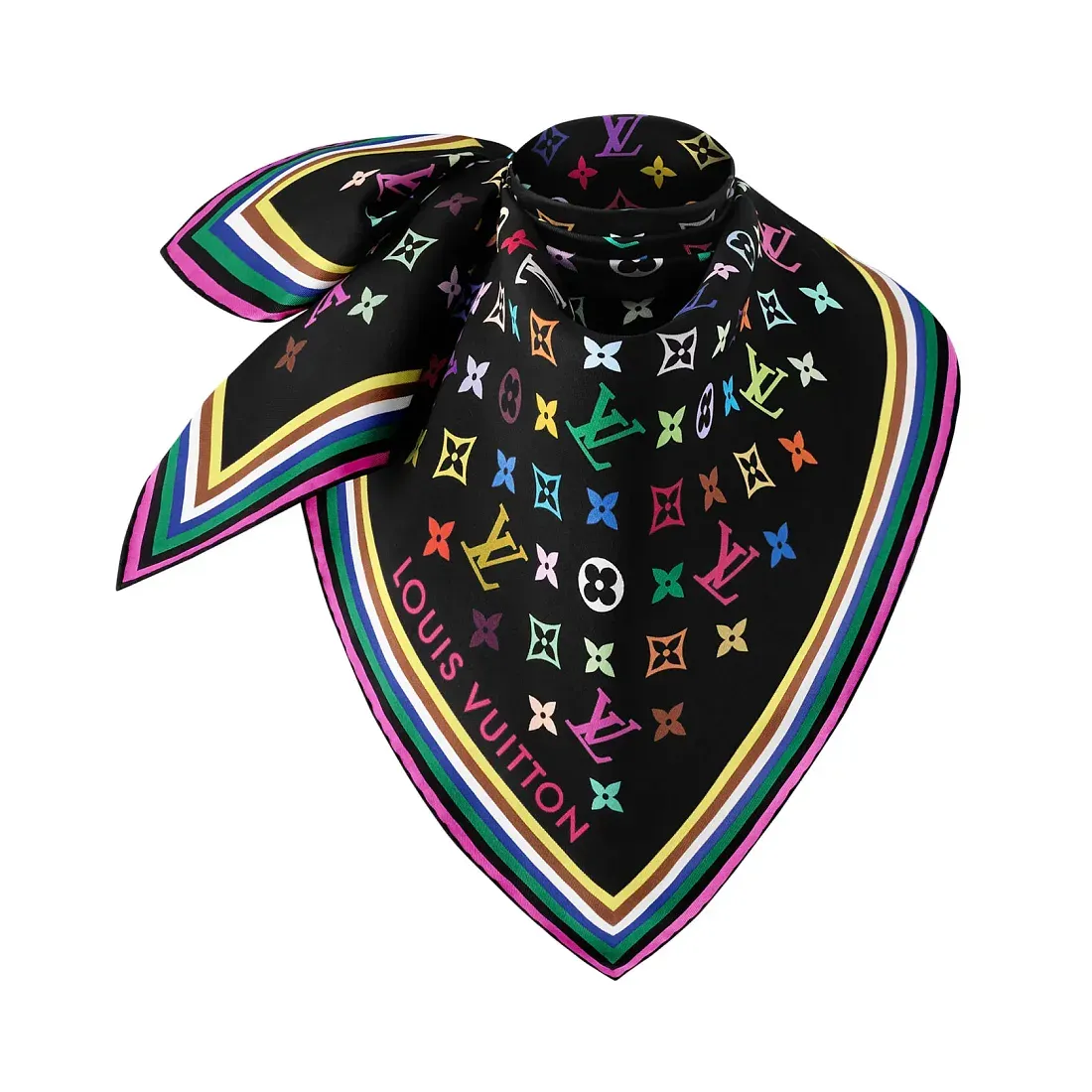 Louis Vuitton Платок-каре Monogram Multicolor 90 TM x Black - фото 3