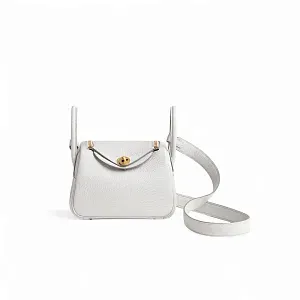 Hermès Сумка Lindy Mini New White Clemence Gold Hardware - фото 1