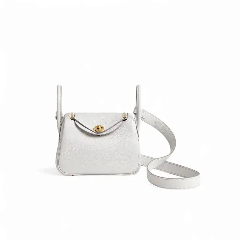 Сумка Lindy Mini New White Clemence Gold Hardware Hermes - фото 1