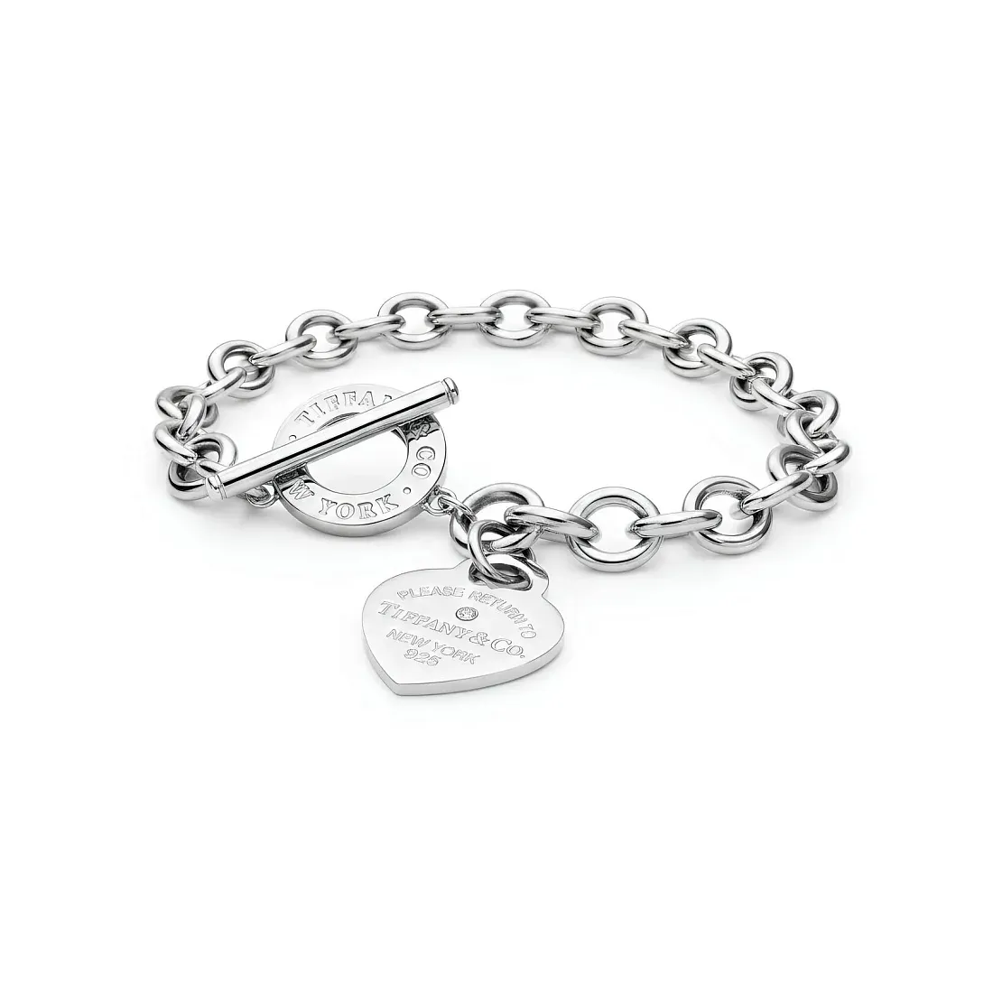Tiffany & Co. Браслет Heart-shaped plaque bracelet in 925 sterling silver and diamond Medium - фото 5