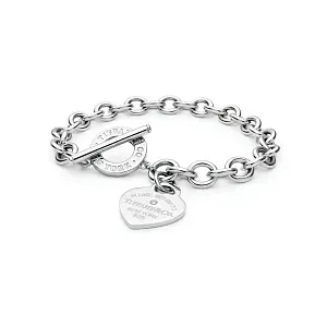 Tiffany & Co. Браслет Heart-shaped plaque bracelet in 925 sterling silver and diamond Medium - фото 5