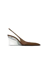 Saint Laurent Туфли-лодочки Miller из полированной кожи Argile - фото 1